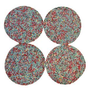 Pioneer Woman Placemats Vintage Inspired Floral Braided Cotton Set of Four